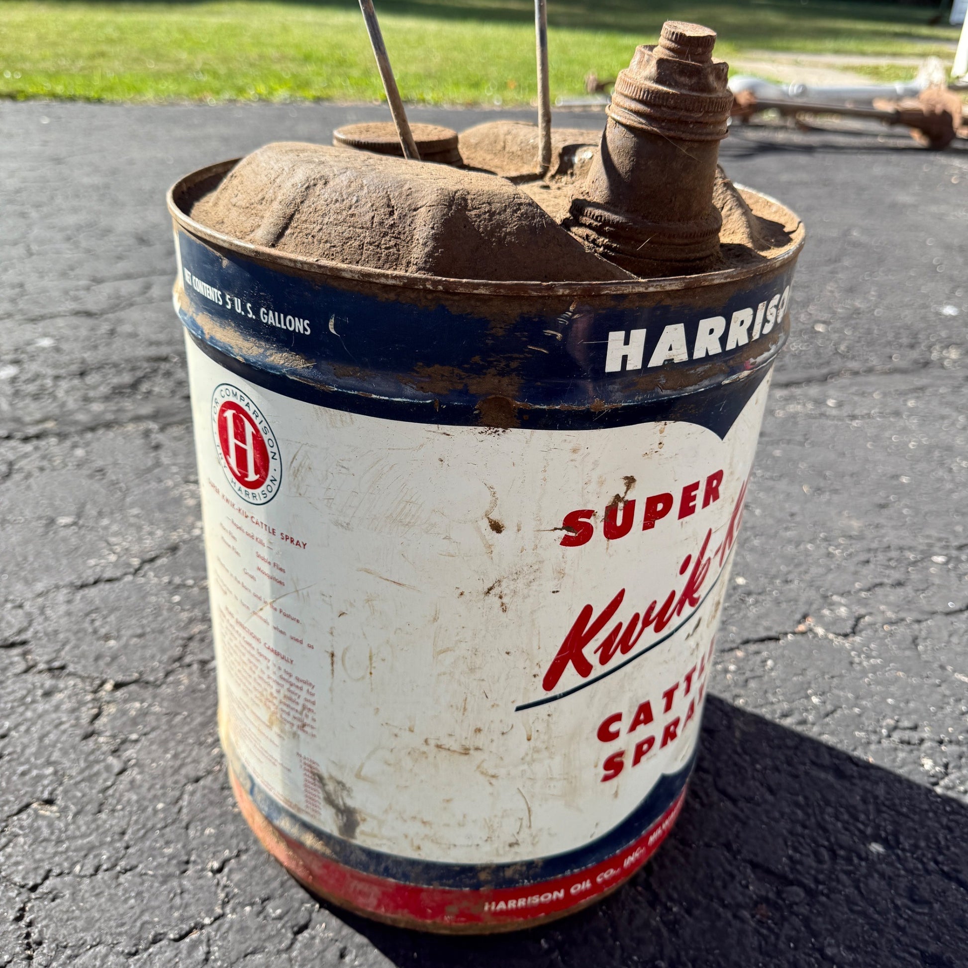 VTG Harrison Oil Kwik Kil Cattle Spray Farm Oil Can 5 Gallon Milwaukee Wisconsin