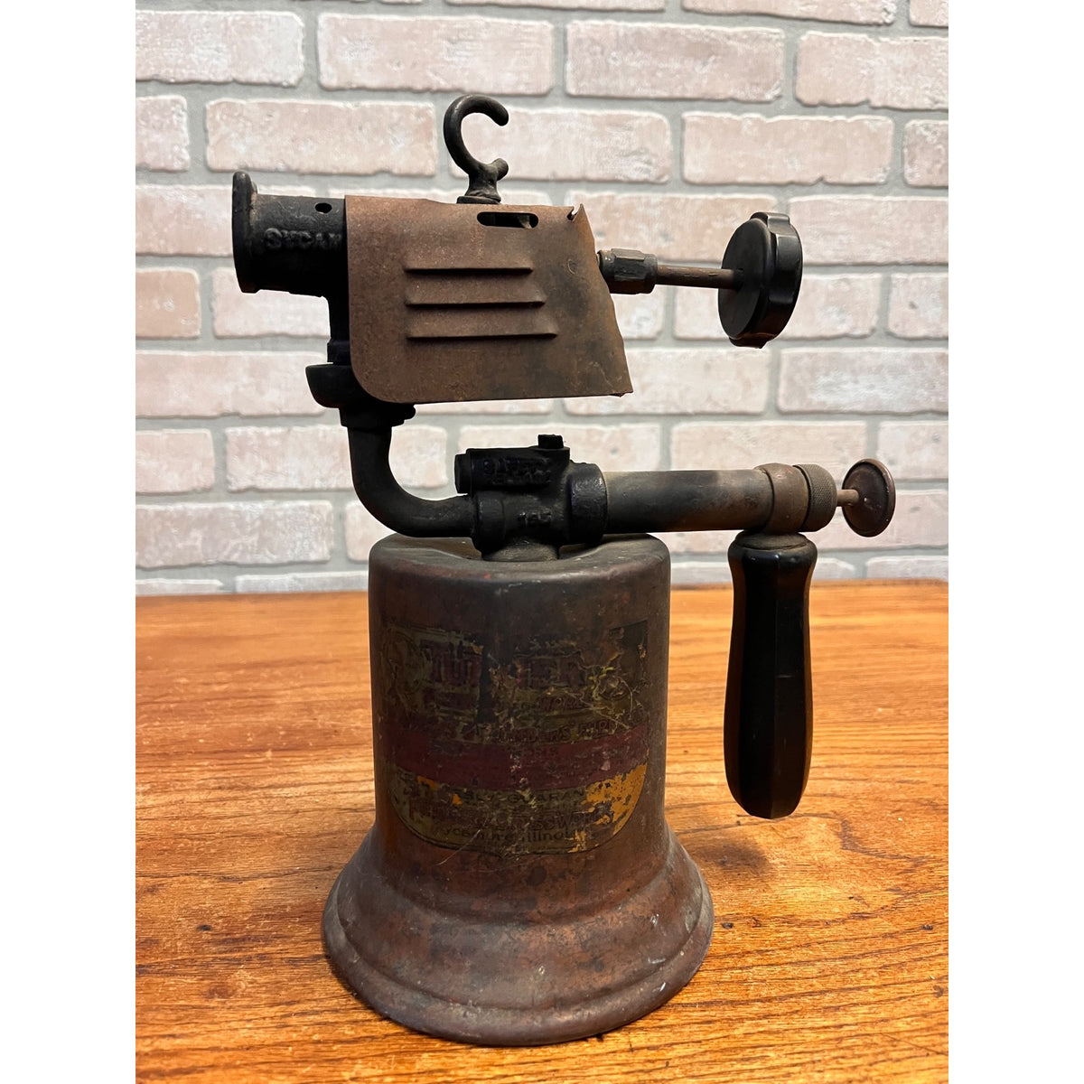 Vintage Copper Blow Torch HL Turner Brass Works Sycamore IL Industrial Steampunk