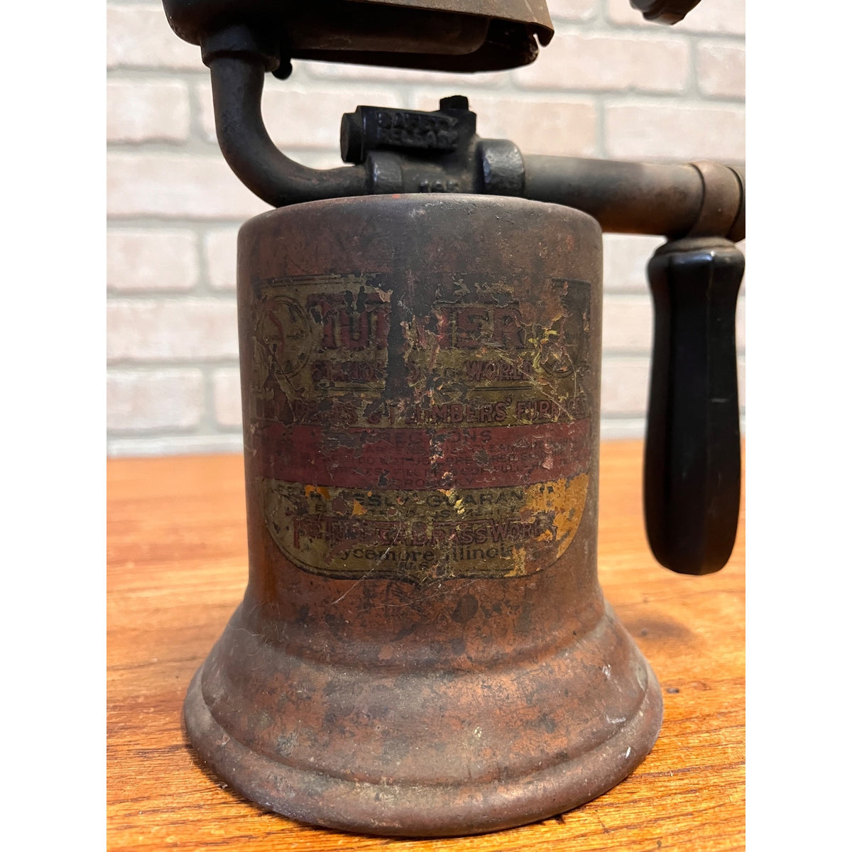 Vintage Copper Blow Torch HL Turner Brass Works Sycamore IL Industrial Steampunk