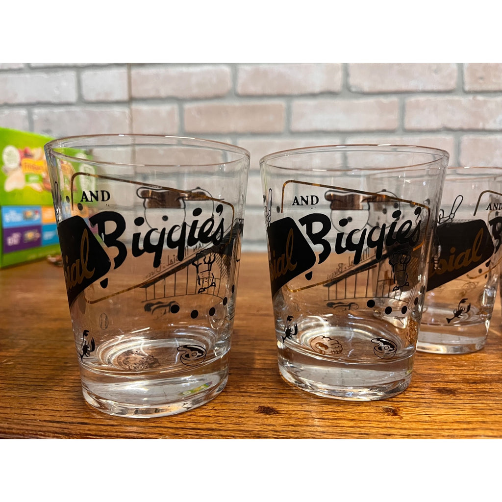 1950s Stan Musial Biggies Drinking Glasses St Louis Cardinals Set (5) Restaurant