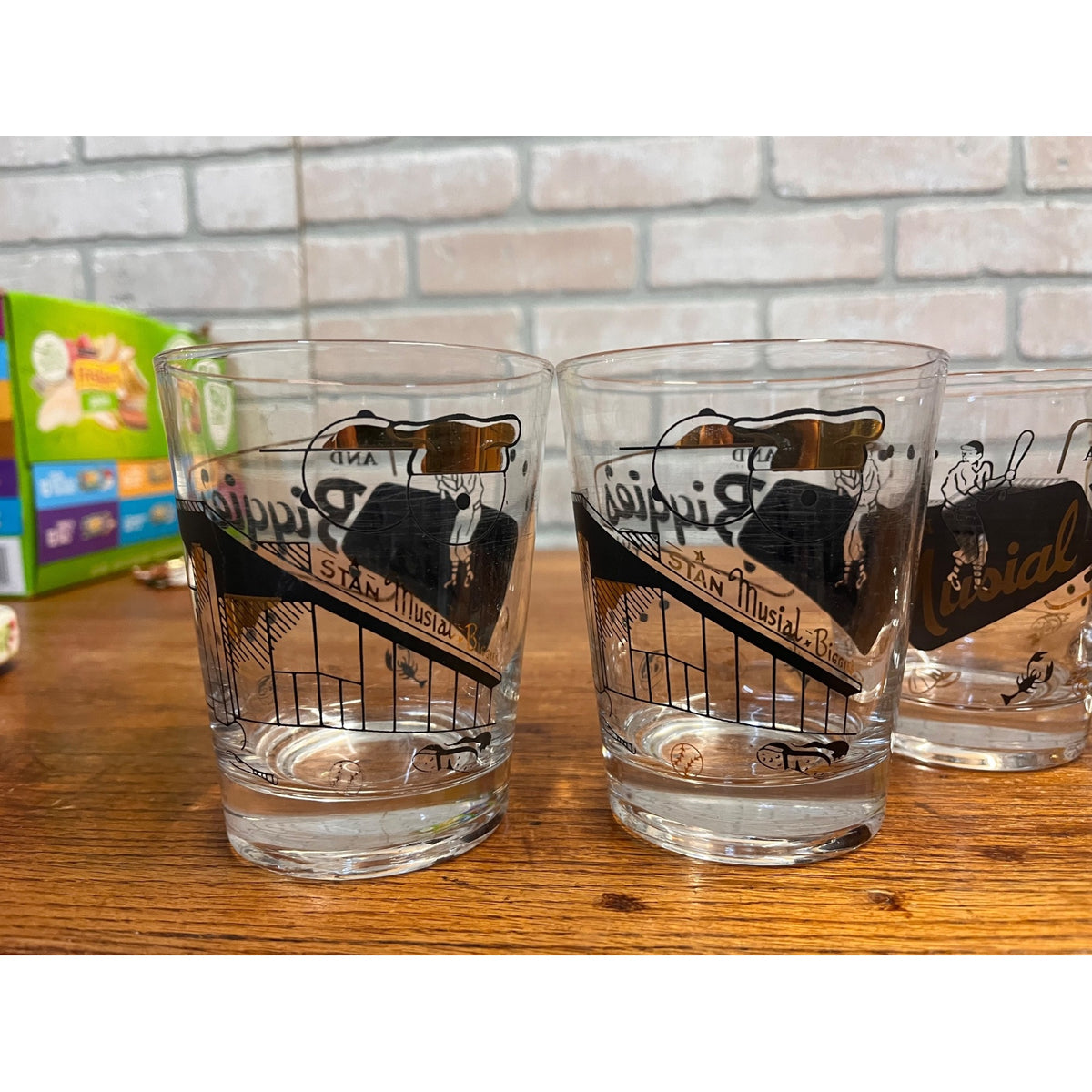 1950s Stan Musial Biggies Drinking Glasses St Louis Cardinals Set (5) Restaurant