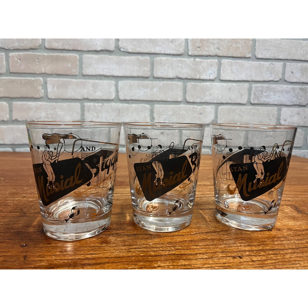 1950s Stan Musial Biggies Drinking Glasses St Louis Cardinals Set (5) Restaurant
