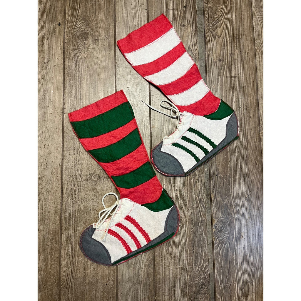 Vintage 1980s Sneakers Mid-Century Felt Christmas Stockings  Mom & Dad