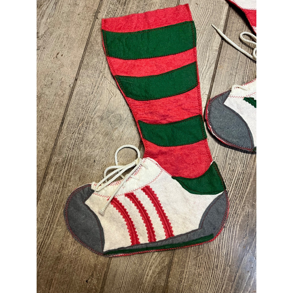 Vintage 1980s Sneakers Mid-Century Felt Christmas Stockings  Mom & Dad