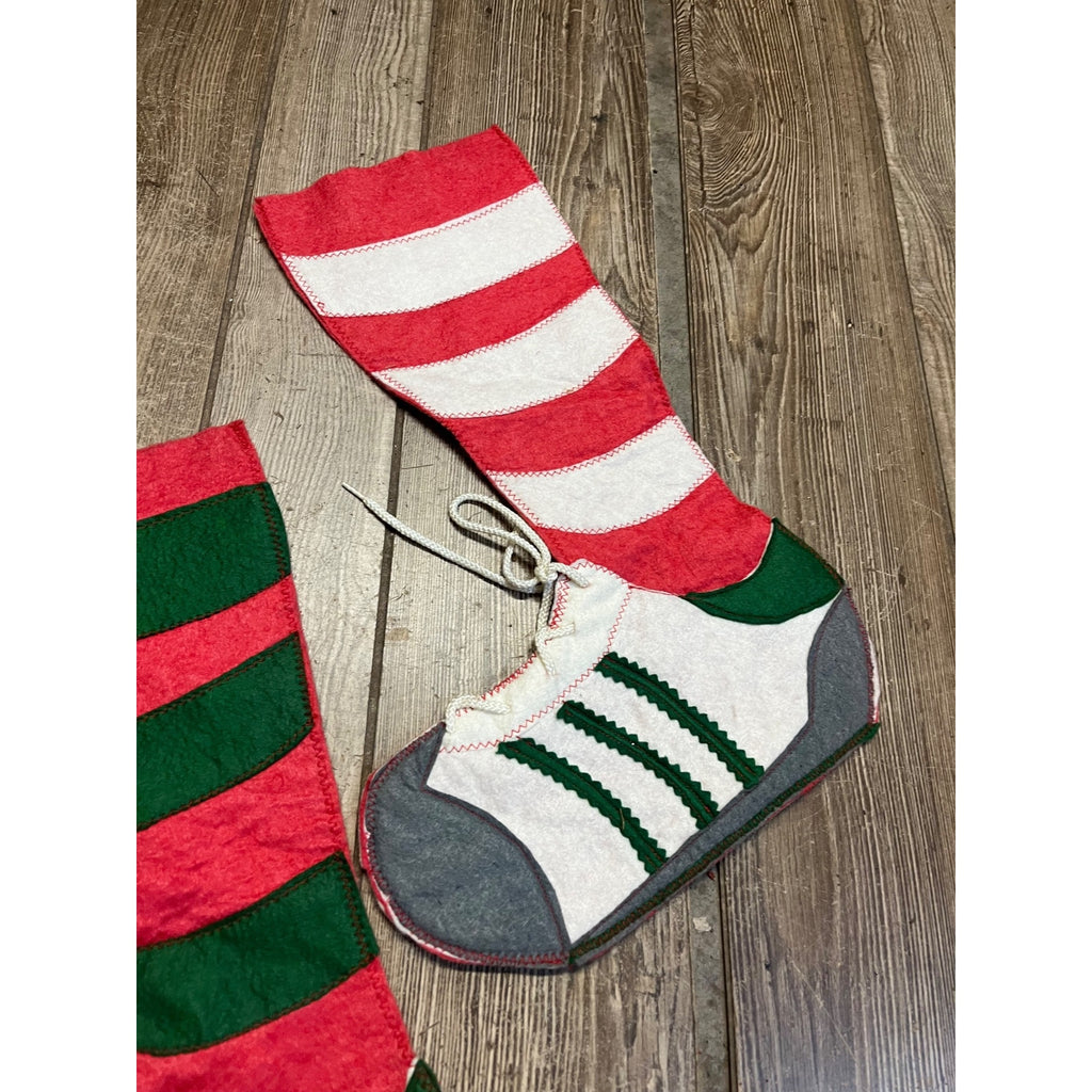 Vintage 1980s Sneakers Mid-Century Felt Christmas Stockings  Mom & Dad
