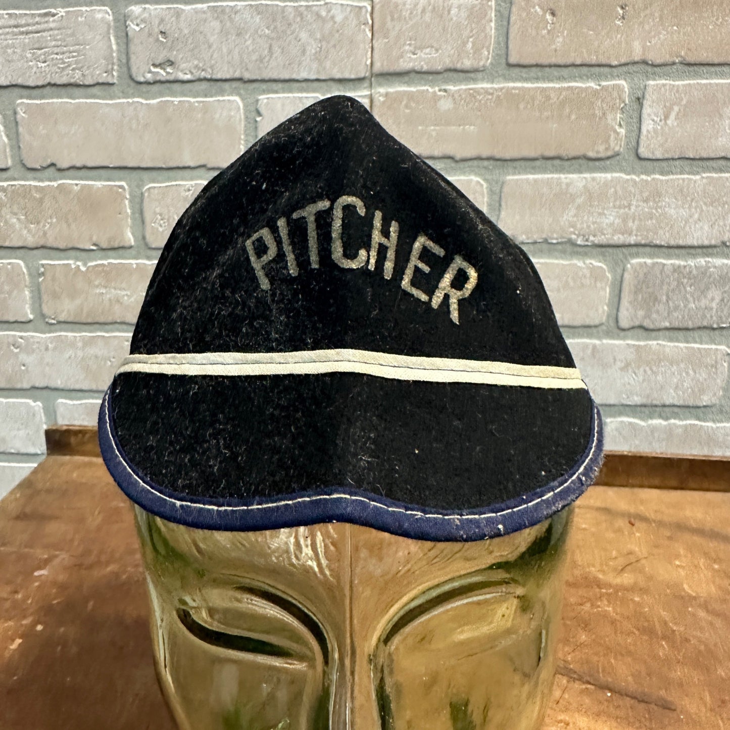 Vintage 1930s-40s Youth Baseball Cap Hat "Pitcher" Felt Early Baseball Uniform