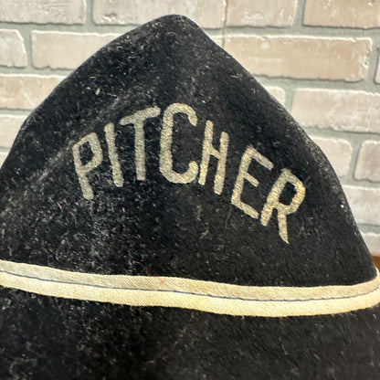 Vintage 1930s-40s Youth Baseball Cap Hat "Pitcher" Felt Early Baseball Uniform