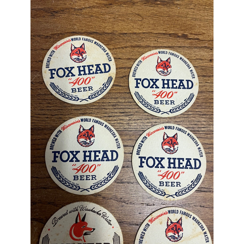Vintage Fox Head 400 Beer Waukesha Wisconsin Bar Coasters Set