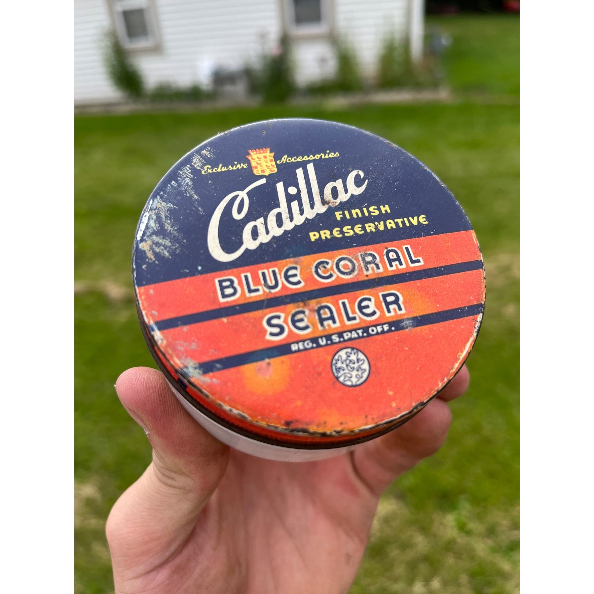 Vintage 1960s Cadillac Blue Corral Sealer Auto Gas Garage Oil Can