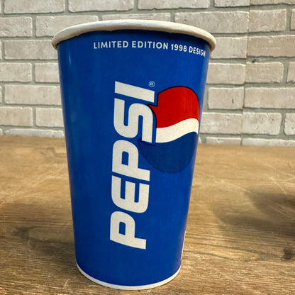 Vintage 1998 Limited Edition New Logo Desin Soda Promo Wax Paper Cup Pepsi Cola