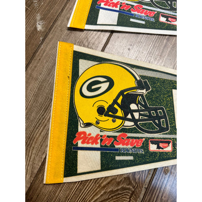 Vintage 1990s Green Bay Packers SGA Felt Wall 24" Pennant Roundy's Kemps