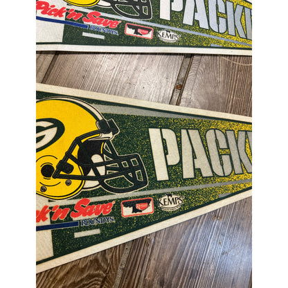 Vintage 1990s Green Bay Packers SGA Felt Wall 24" Pennant Roundy's Kemps