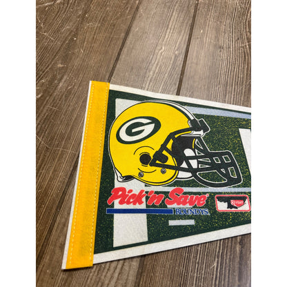 Vintage 1990s Green Bay Packers SGA Felt Wall 24" Pennant Roundy's Kemps