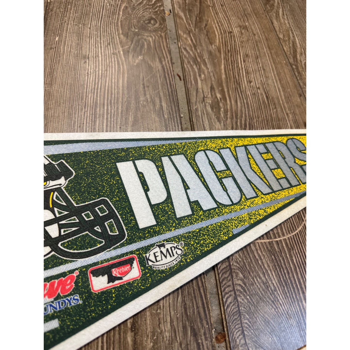 Vintage 1990s Green Bay Packers SGA Felt Wall 24" Pennant Roundy's Kemps