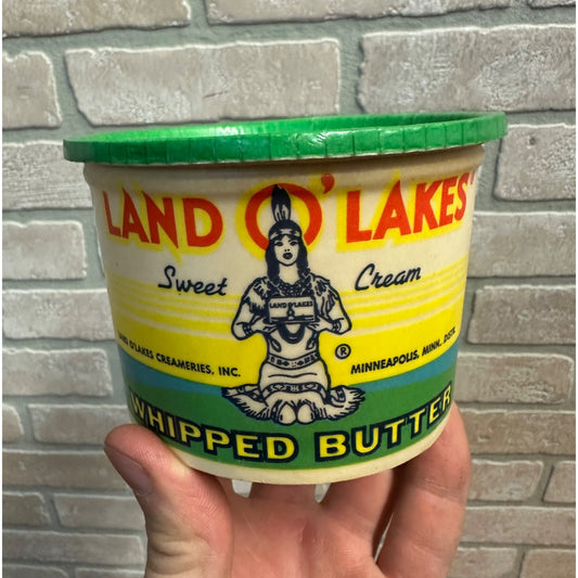 Vintage Land O Lakes Whipped Butter Box Wax Container Advertising Indian Princess