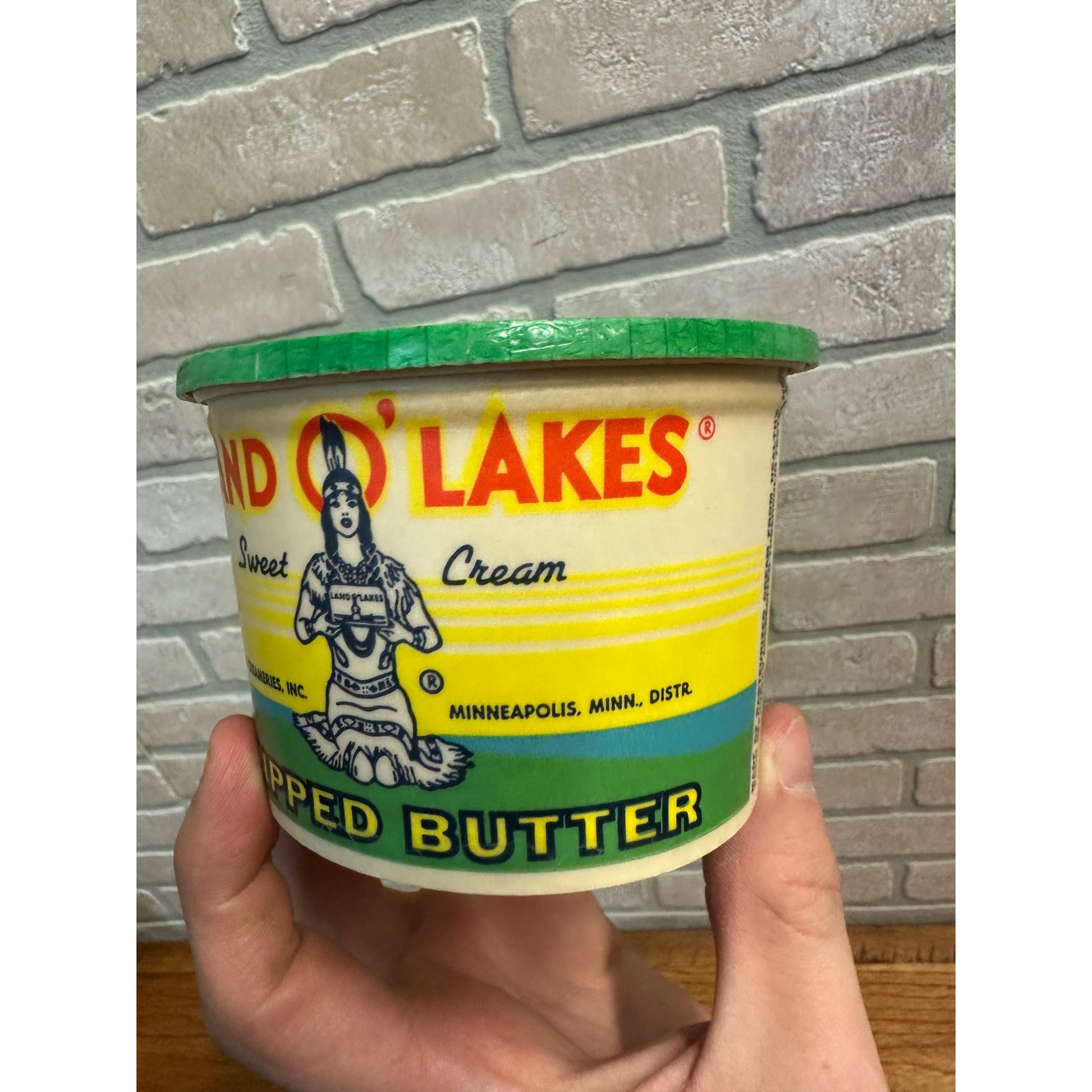 Vintage Land O Lakes Whipped Butter Box Wax Container Advertising Indian Princess