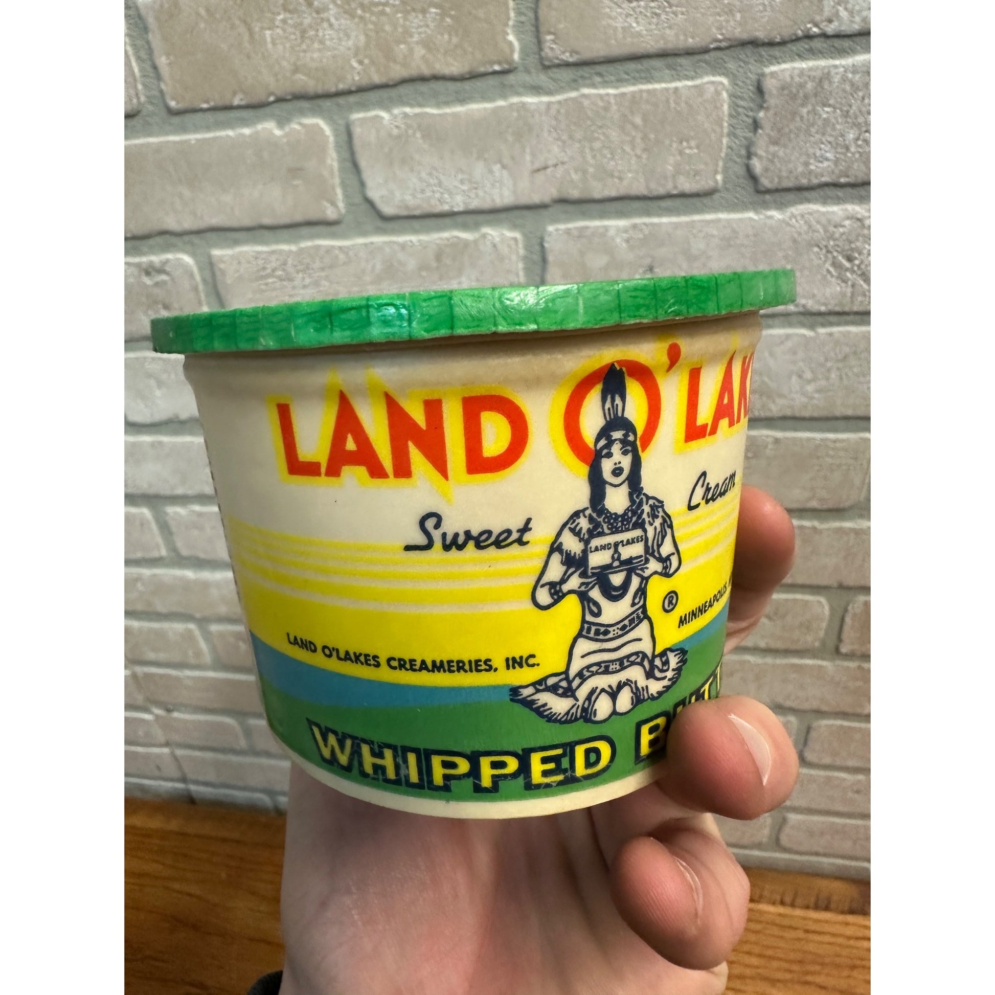 Vintage Land O Lakes Whipped Butter Box Wax Container Advertising Indian Princess