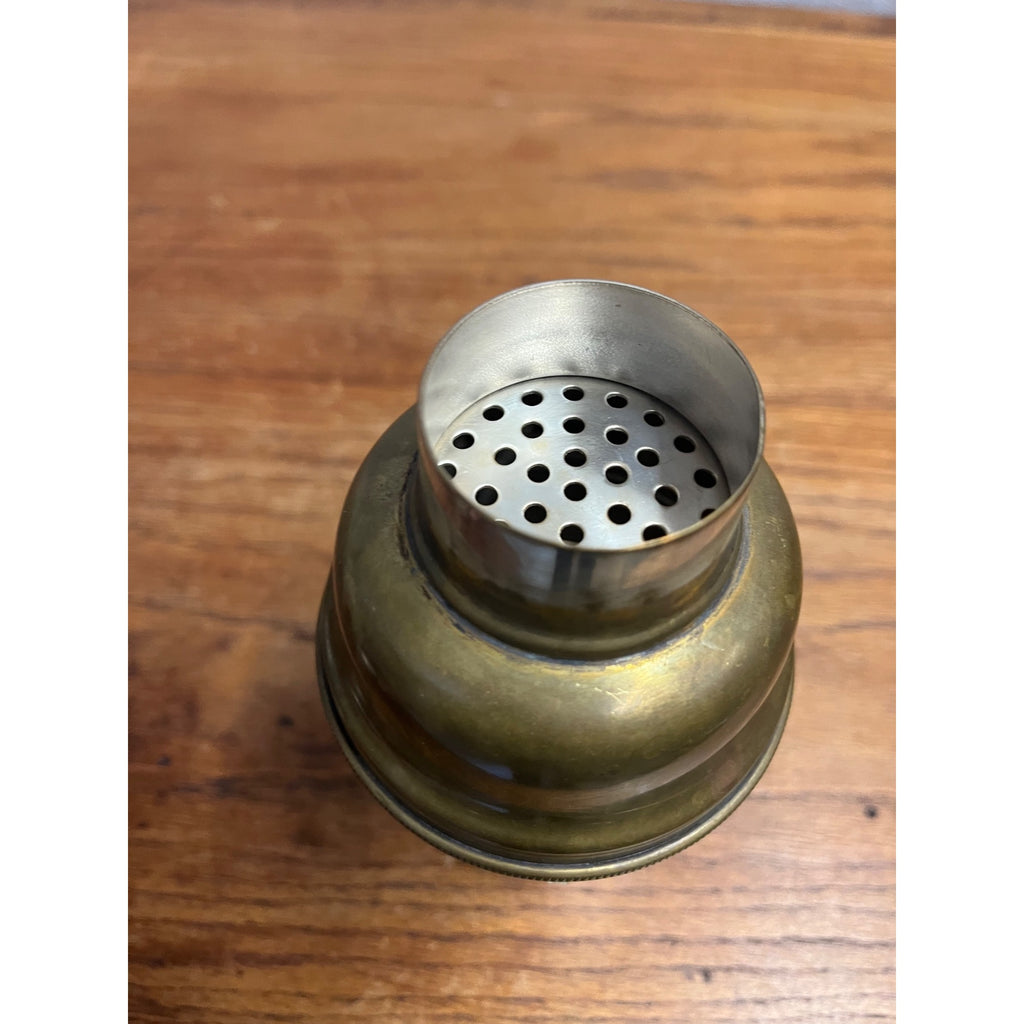 Antique EARLY 1900s Cocktail Shaker Barware Brass on Silver Plate Vintage 8"