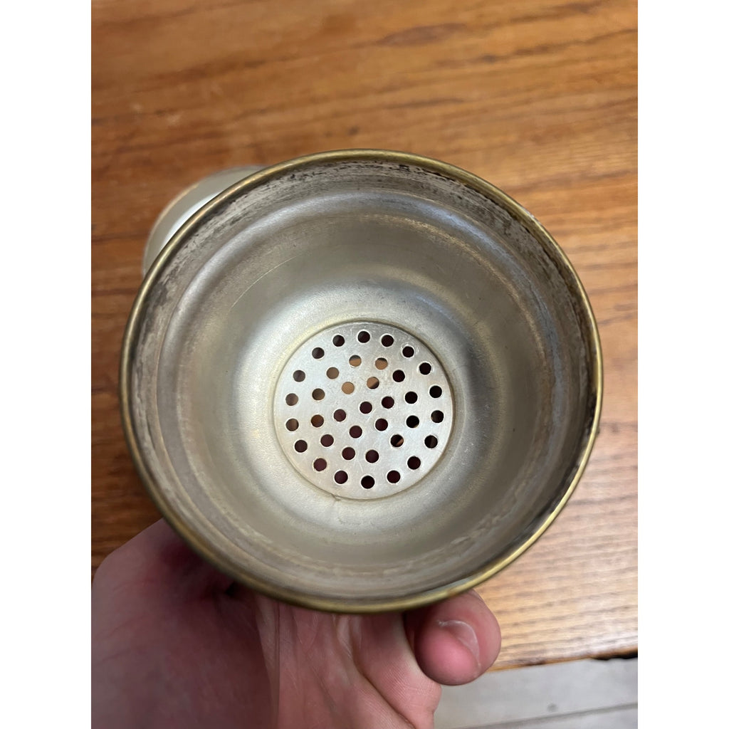 Antique EARLY 1900s Cocktail Shaker Barware Brass on Silver Plate Vintage 8"