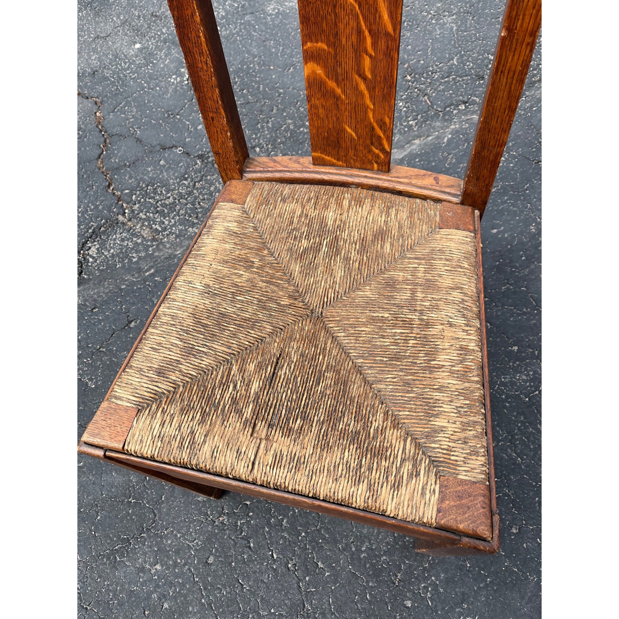 Original Limbert Co. Arts and Crafts Mission Oak Rush Side Chair