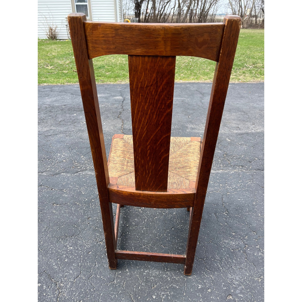 Original Limbert Co. Arts and Crafts Mission Oak Rush Side Chair