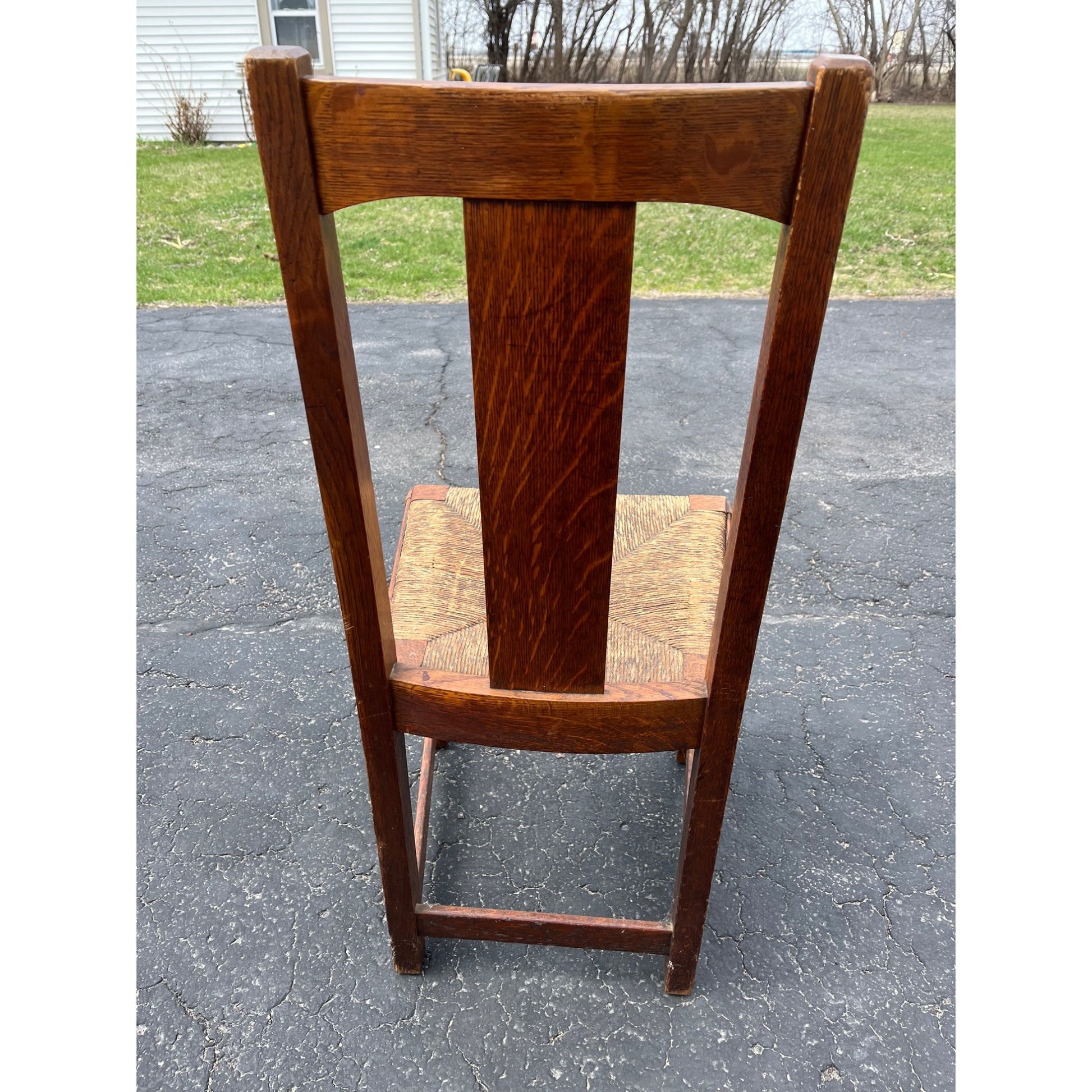 Original Limbert Co. Arts and Crafts Mission Oak Rush Side Chair