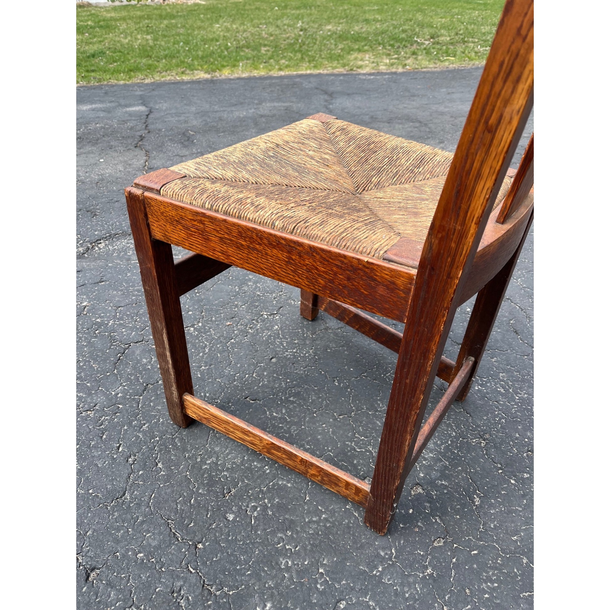 Original Limbert Co. Arts and Crafts Mission Oak Rush Side Chair