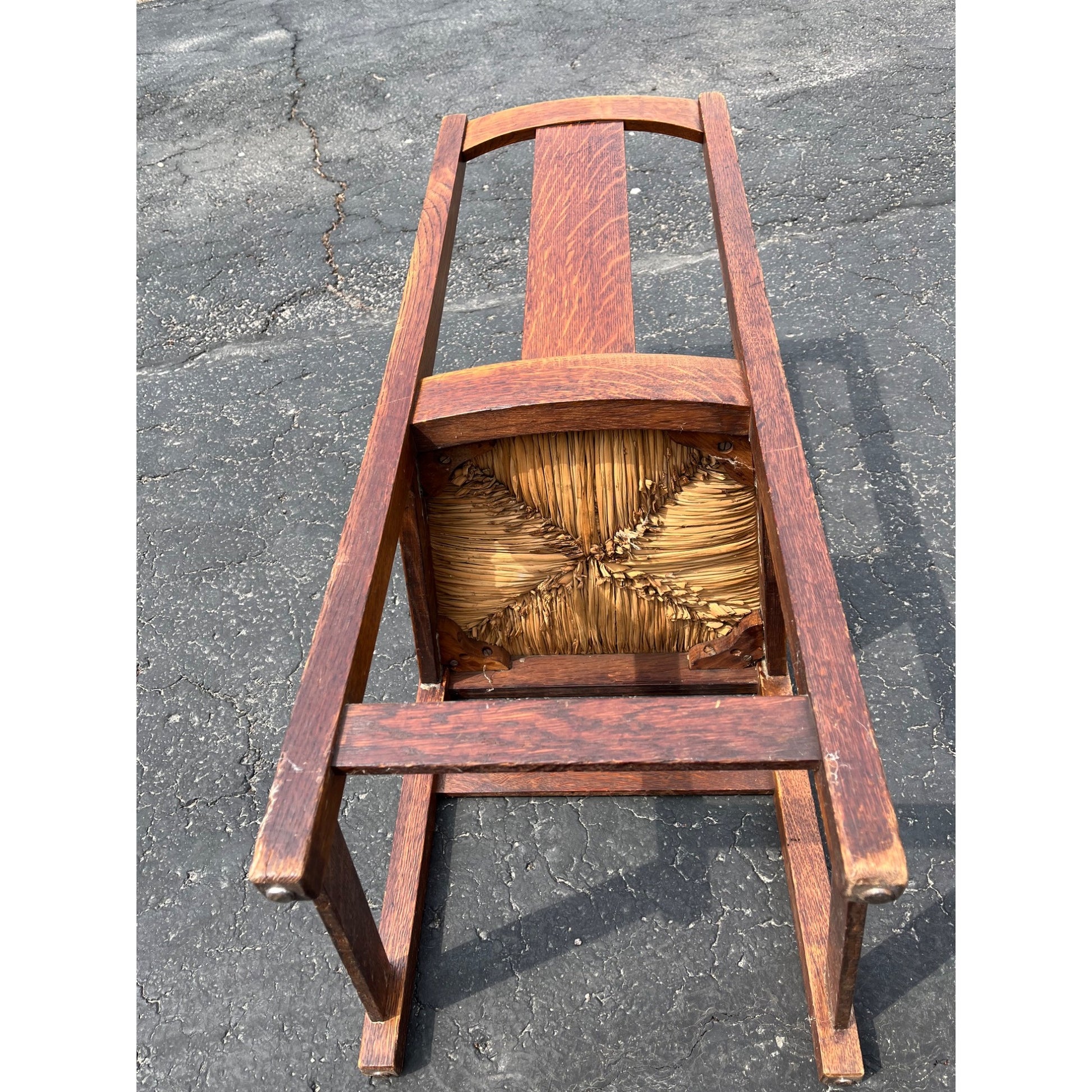 Original Limbert Co. Arts and Crafts Mission Oak Rush Side Chair