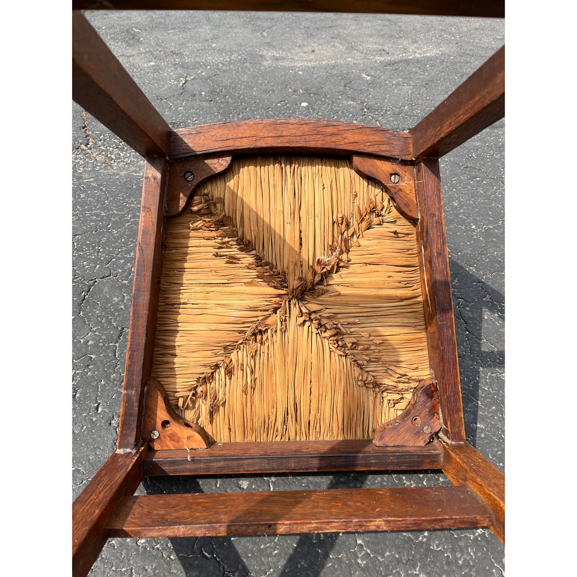 Original Limbert Co. Arts and Crafts Mission Oak Rush Side Chair