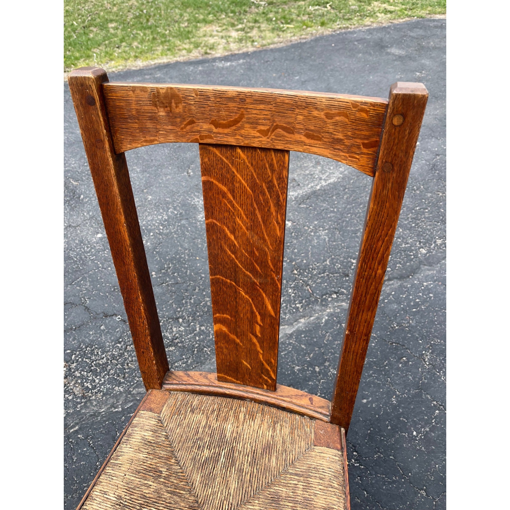 Original Limbert Co. Arts and Crafts Mission Oak Rush Side Chair