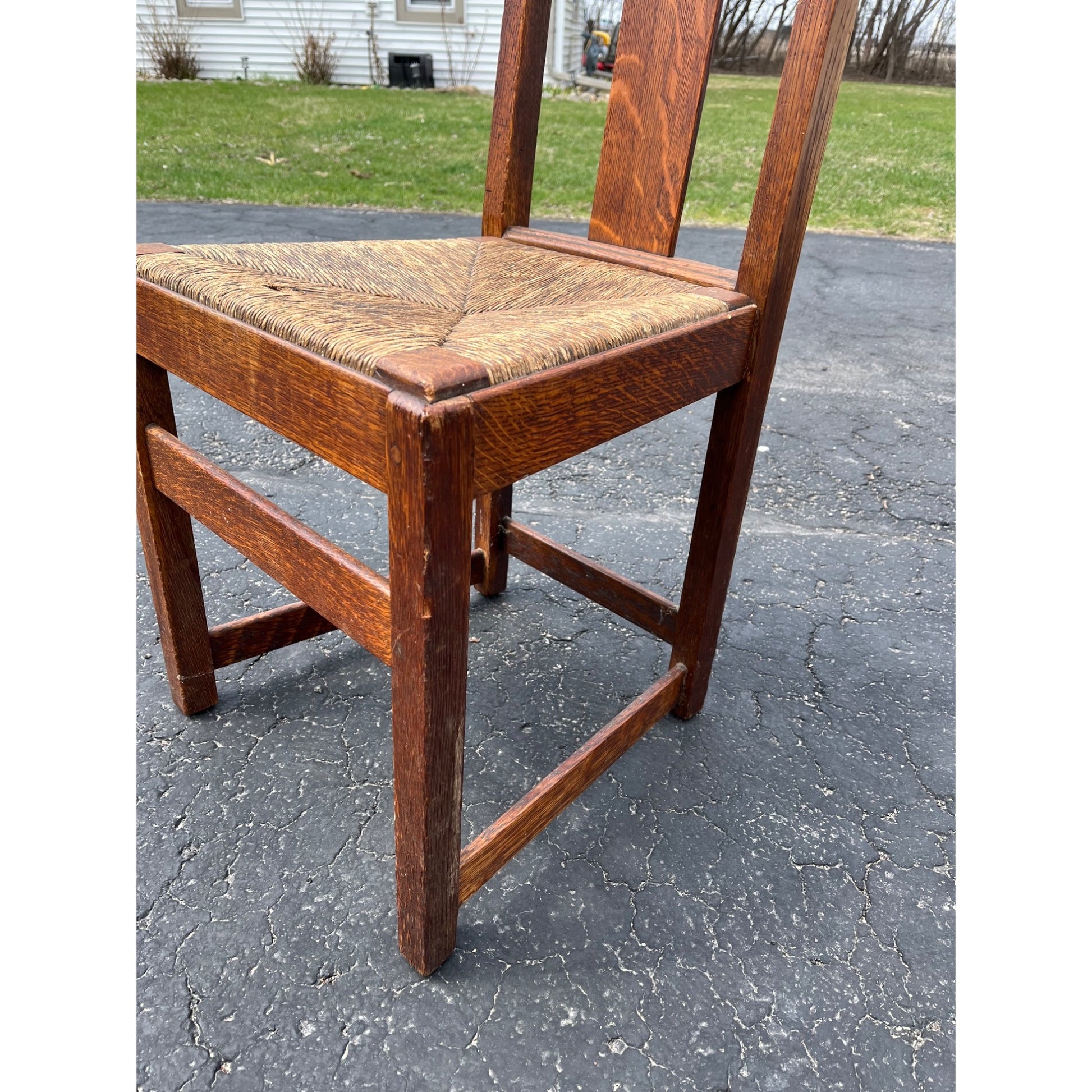 Original Limbert Co. Arts and Crafts Mission Oak Rush Side Chair