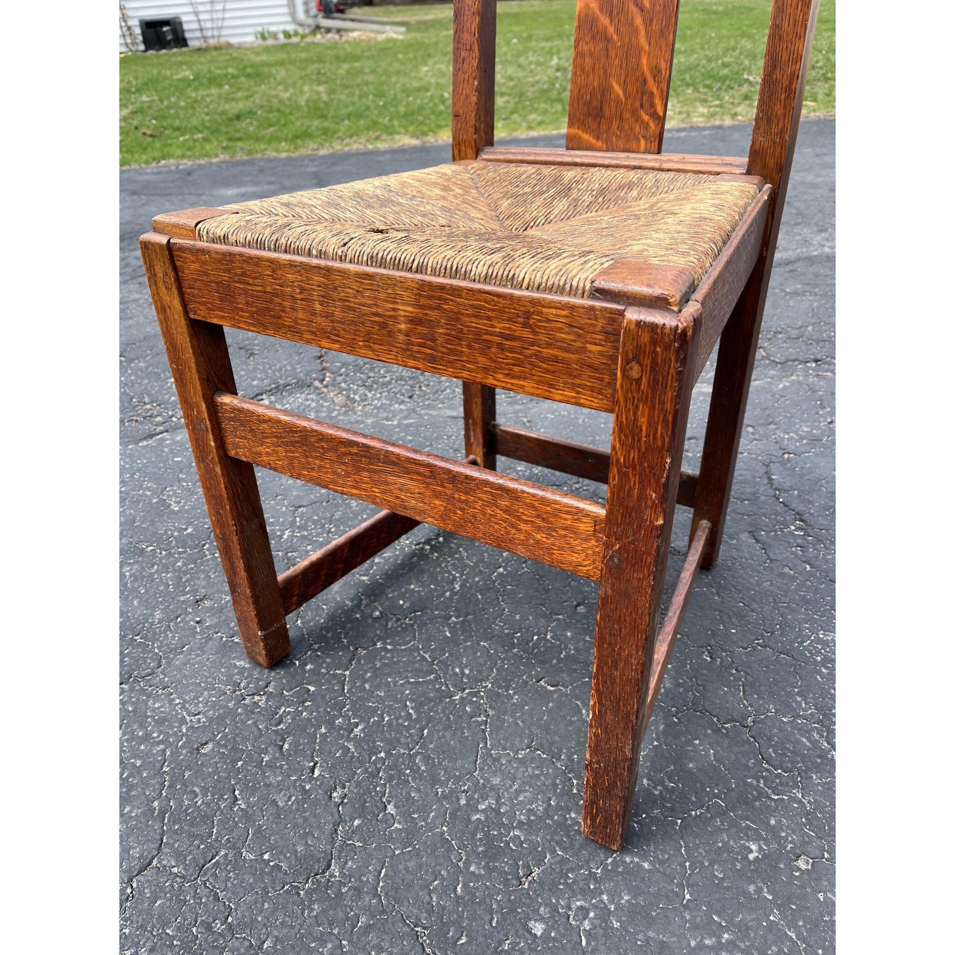 Original Limbert Co. Arts and Crafts Mission Oak Rush Side Chair