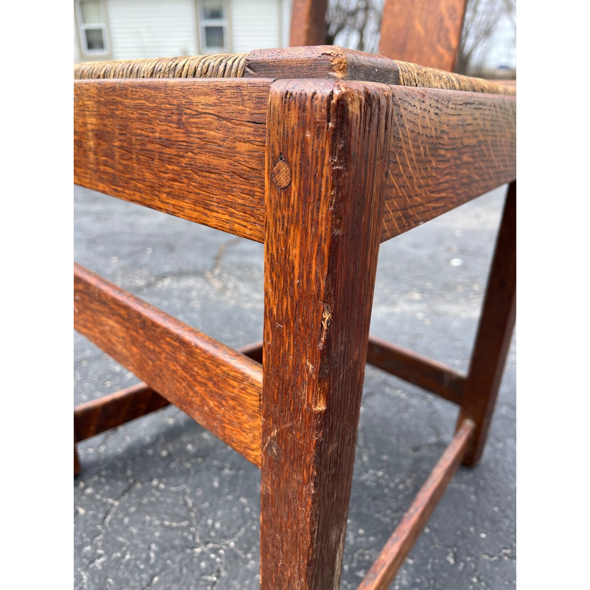 Original Limbert Co. Arts and Crafts Mission Oak Rush Side Chair