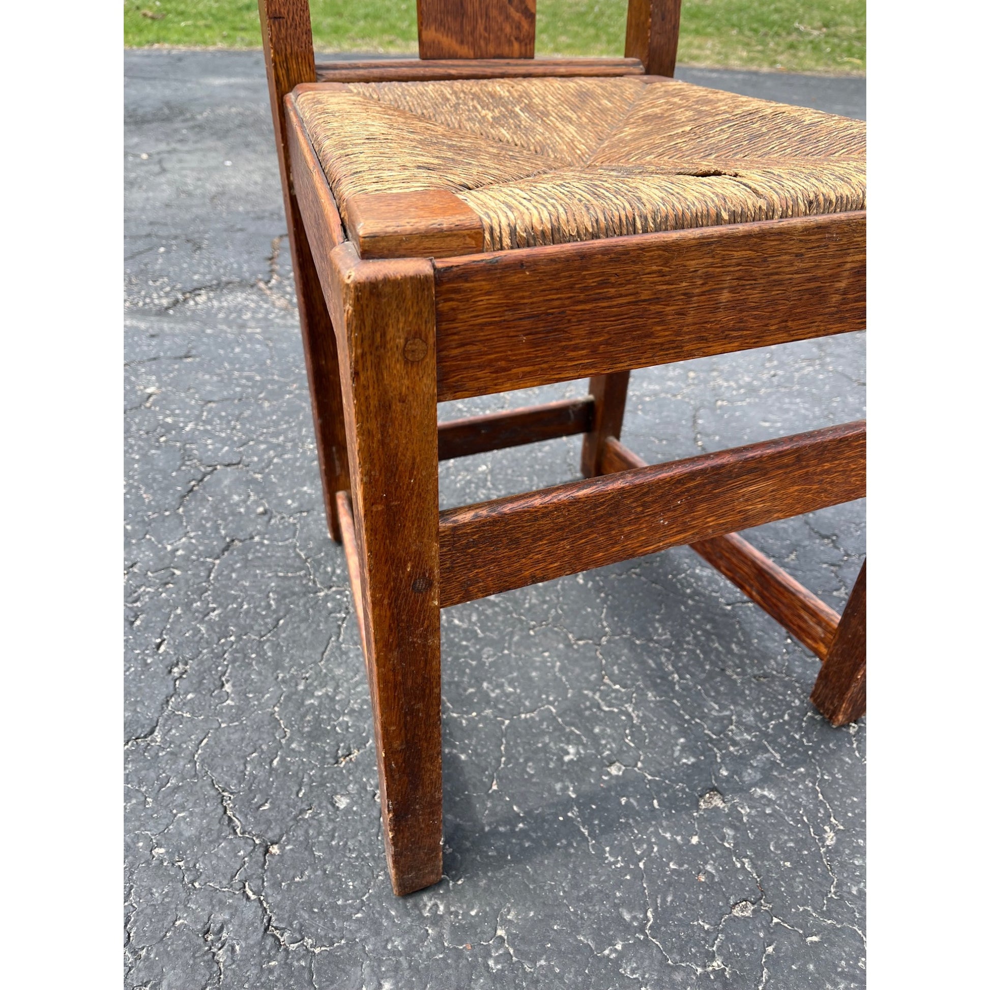 Original Limbert Co. Arts and Crafts Mission Oak Rush Side Chair