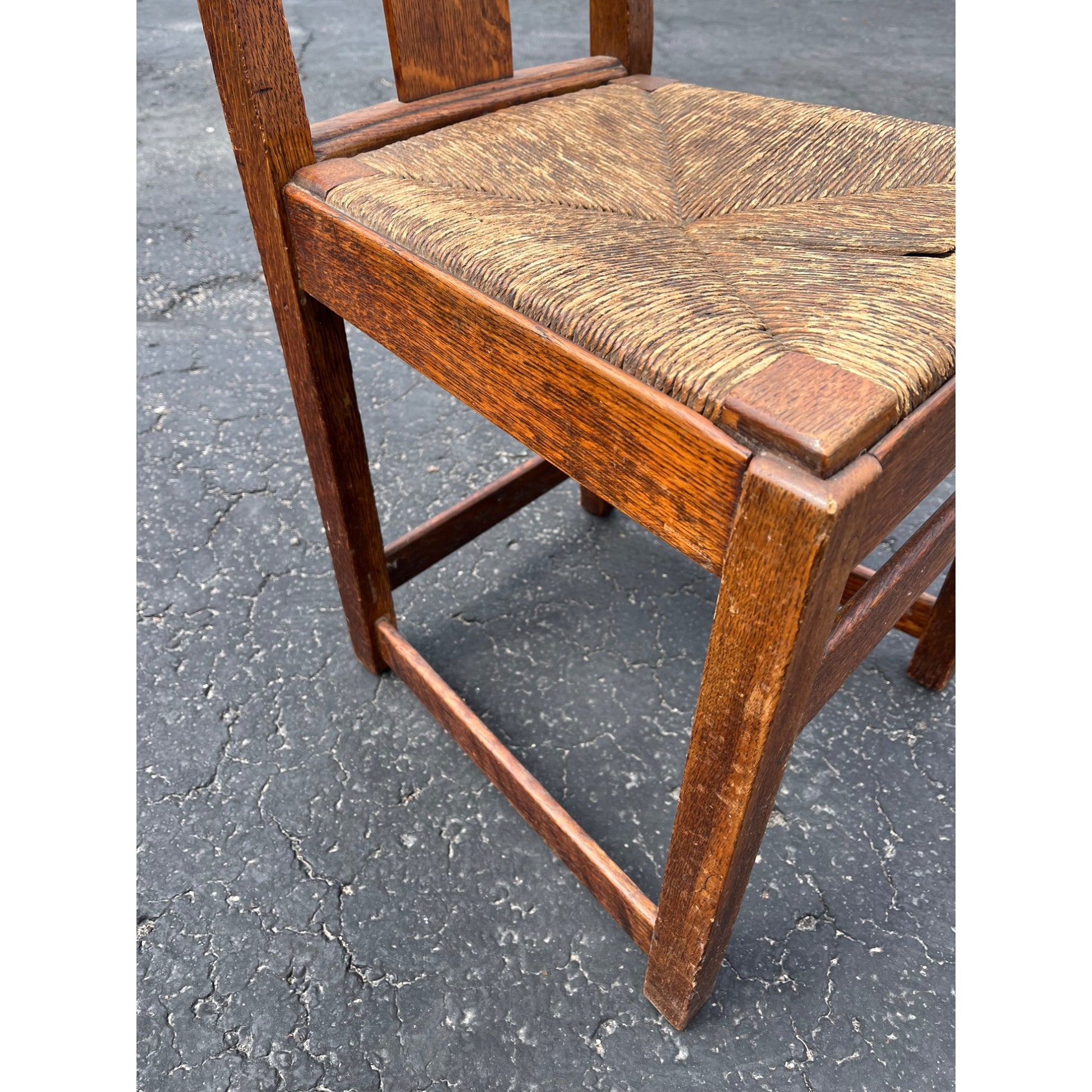 Original Limbert Co. Arts and Crafts Mission Oak Rush Side Chair
