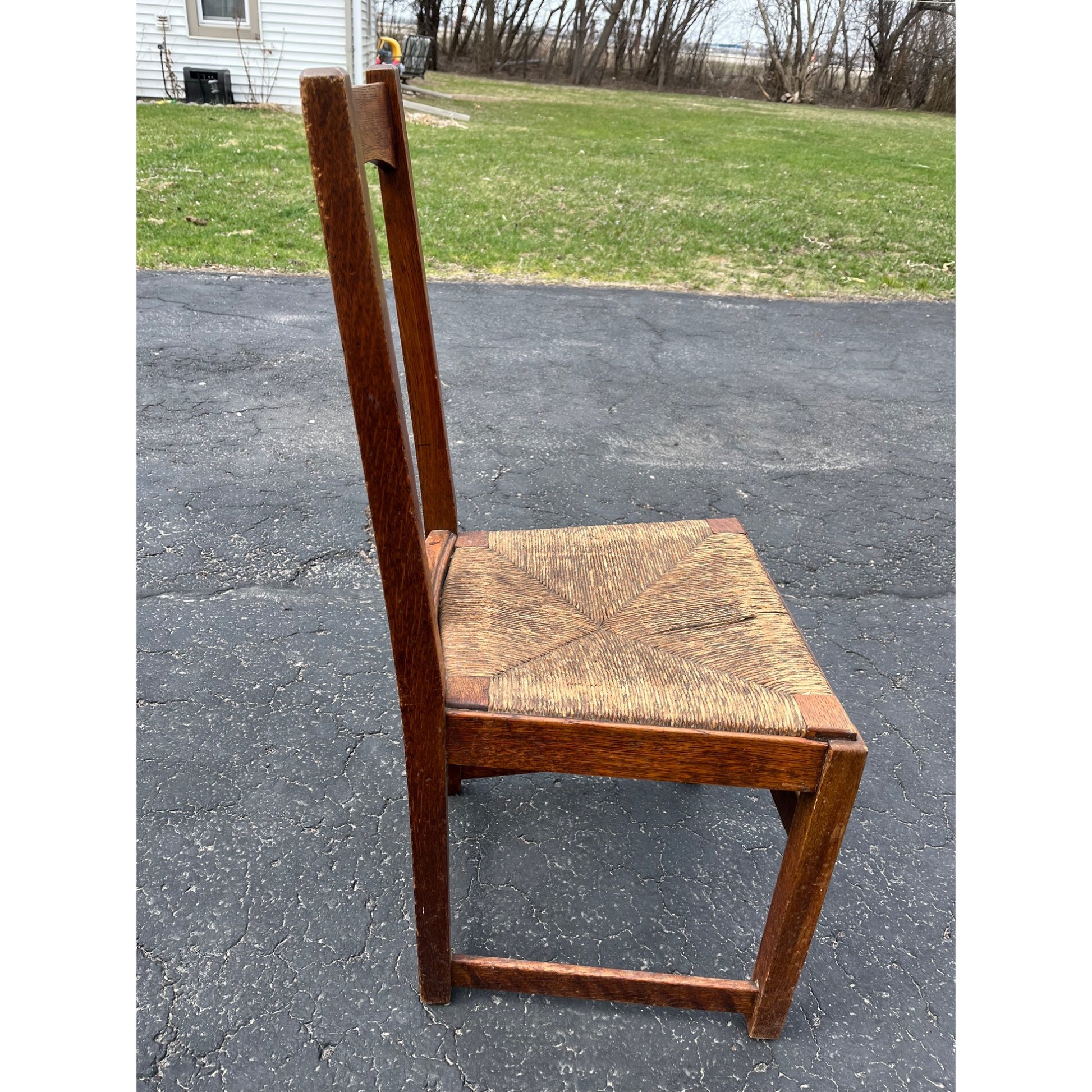 Original Limbert Co. Arts and Crafts Mission Oak Rush Side Chair