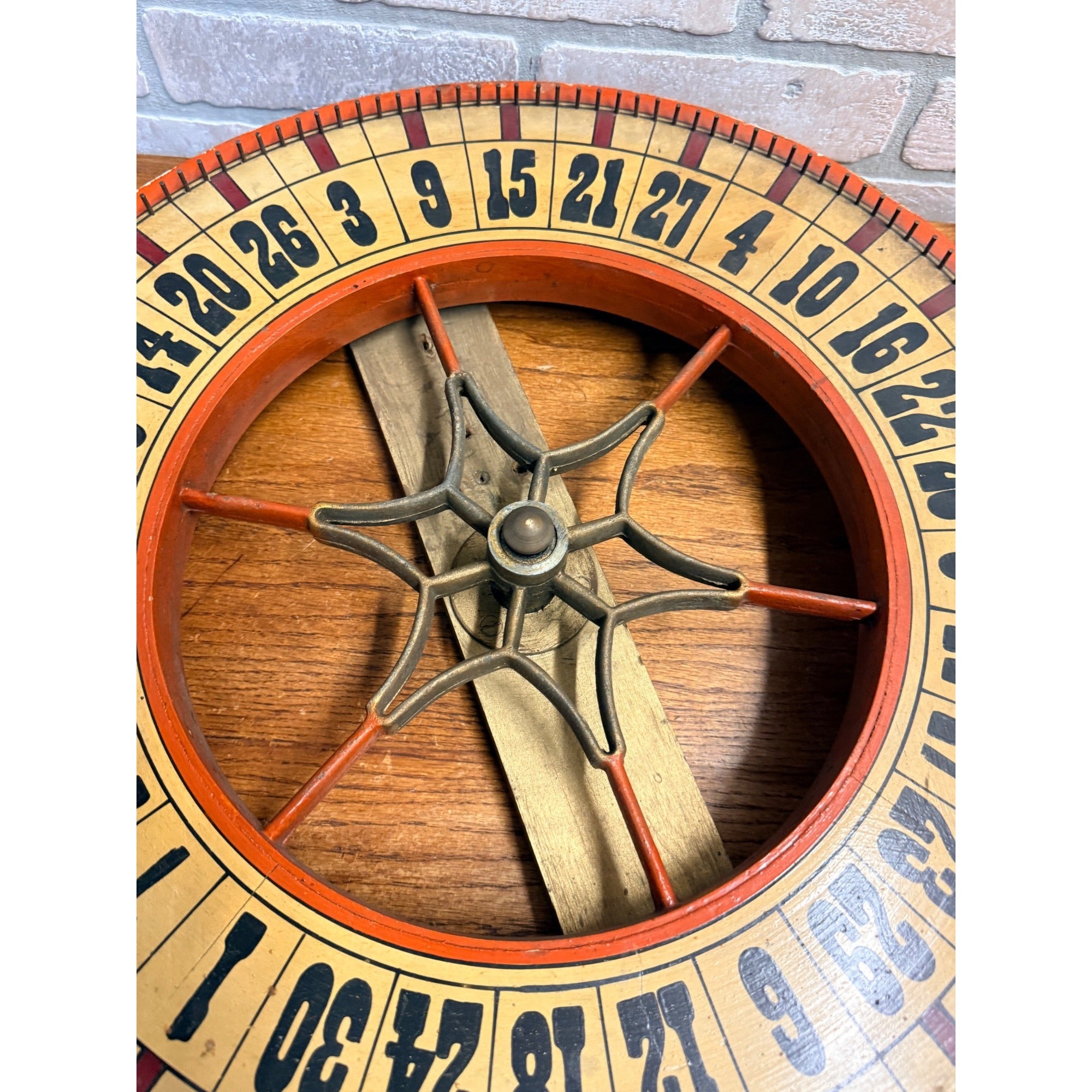 Antique Gambling Gaming Roulette Wheel Wooden Carnival Sign 1900s Folk Art