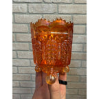 Fenton Marigold Carnival Glass Butterfly and Berry Spooner Sugar Bowl Dish Mid Century