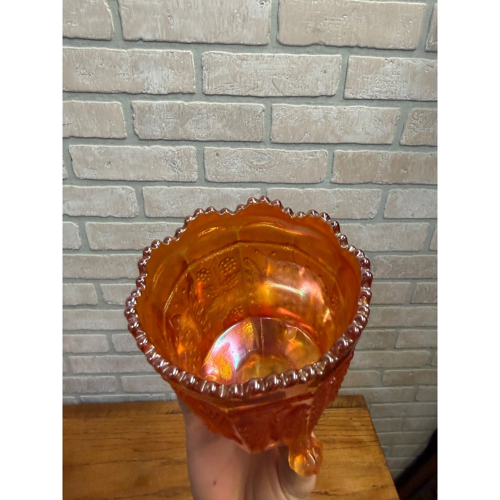 Fenton Marigold Carnival Glass Butterfly and Berry Spooner Sugar Bowl Dish Mid Century