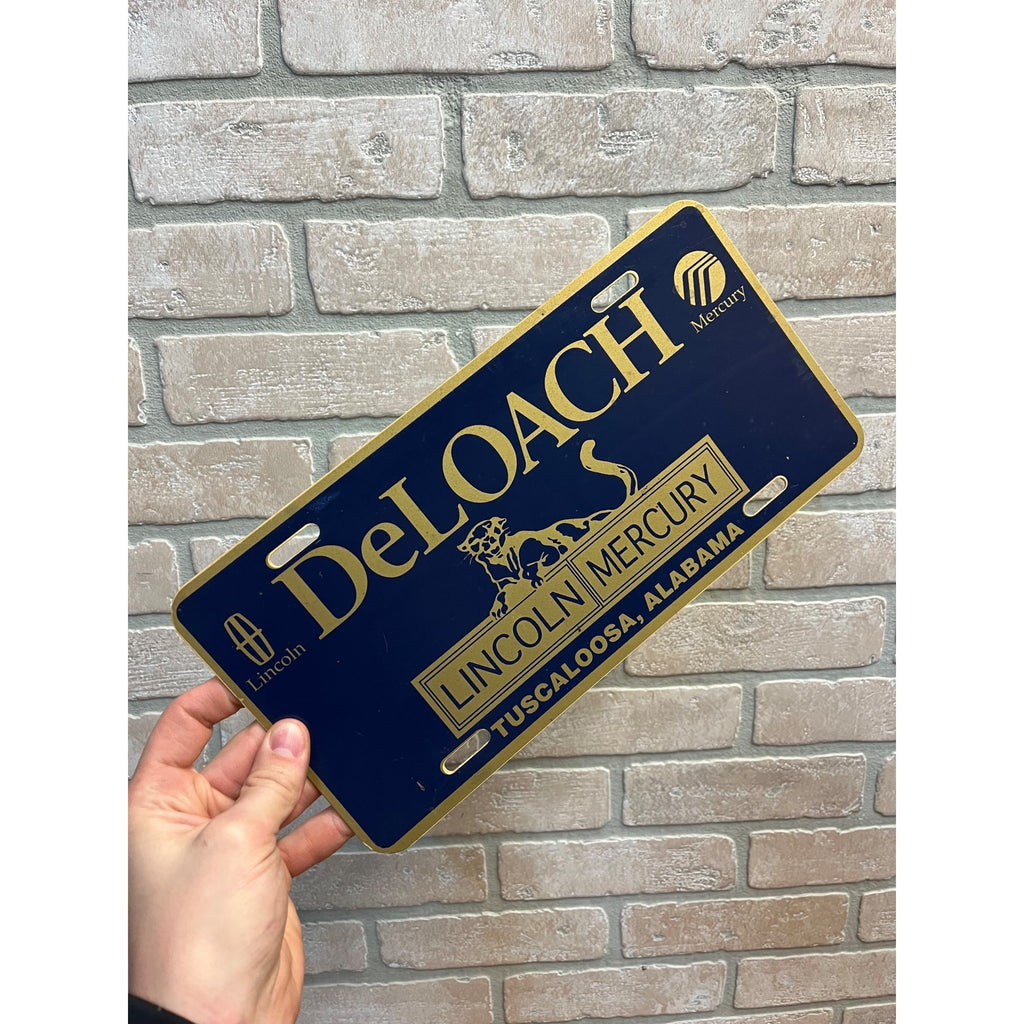 Vintage DeLoach Lincoln Mercury Dealer Booser Plastic License Plate Tuscaloosa AL