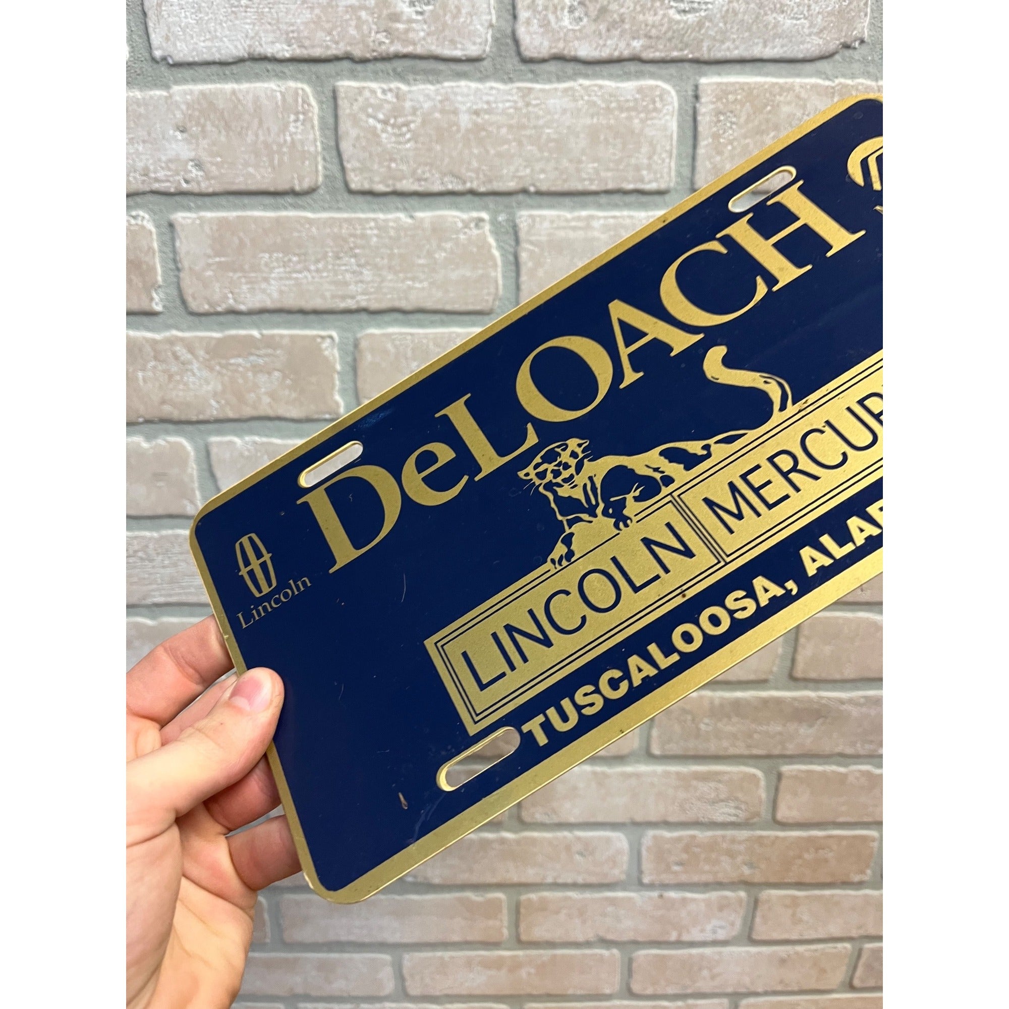 Vintage DeLoach Lincoln Mercury Dealer Booser Plastic License Plate Tuscaloosa AL