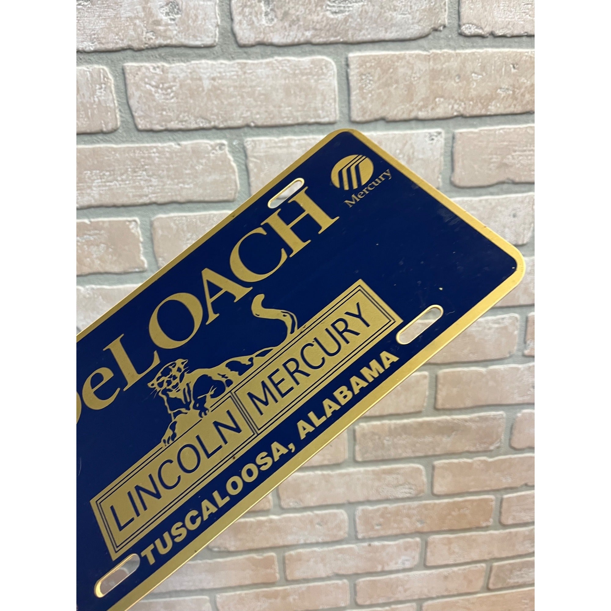 Vintage DeLoach Lincoln Mercury Dealer Booser Plastic License Plate Tuscaloosa AL