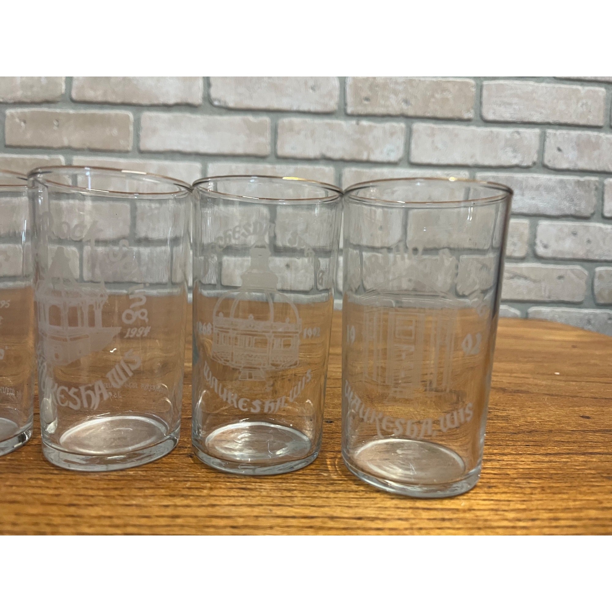 Vintage Waukesha, Wisconsin Historical Glass Set (6) 1834 Club - Springs