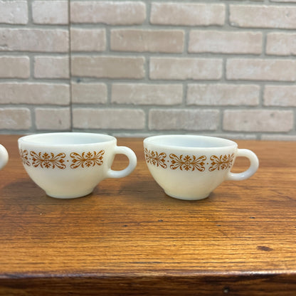 (4) Retro Waffle House Milk Glass Corning Ware Tea Coffee Cups 701 Mid Century