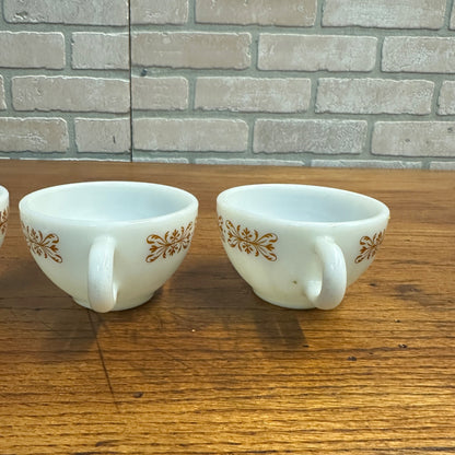 (4) Retro Waffle House Milk Glass Corning Ware Tea Coffee Cups 701 Mid Century