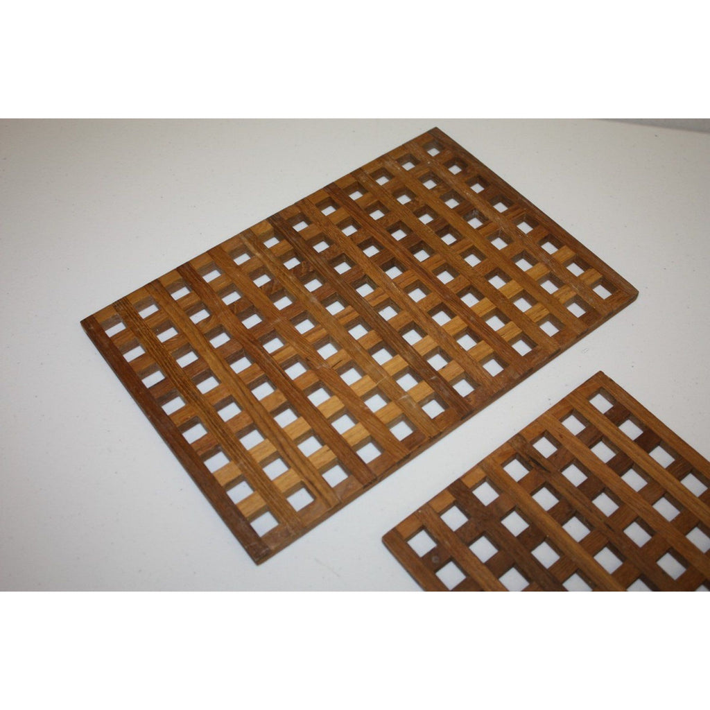 Vintage MCM Jens Quistgaard Dansk MCM Teak Lattice Tray Hot Plate Trivets Barware