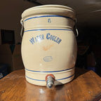 Antique Red Wing Stoneware 5 Gallon Water Cooler Jug Dispenser w/ Lid