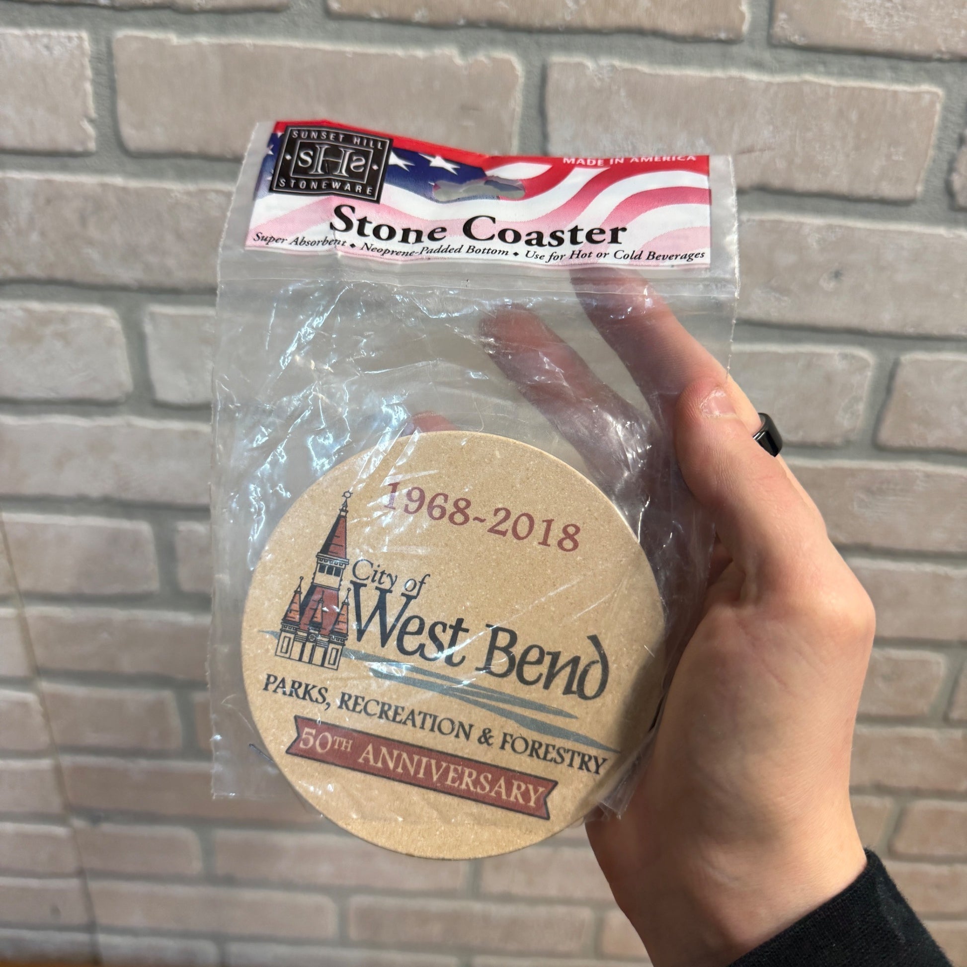 City of West Bend Wisconsin Stone 4" Coaster Parks, Recreation, Forestry NEW