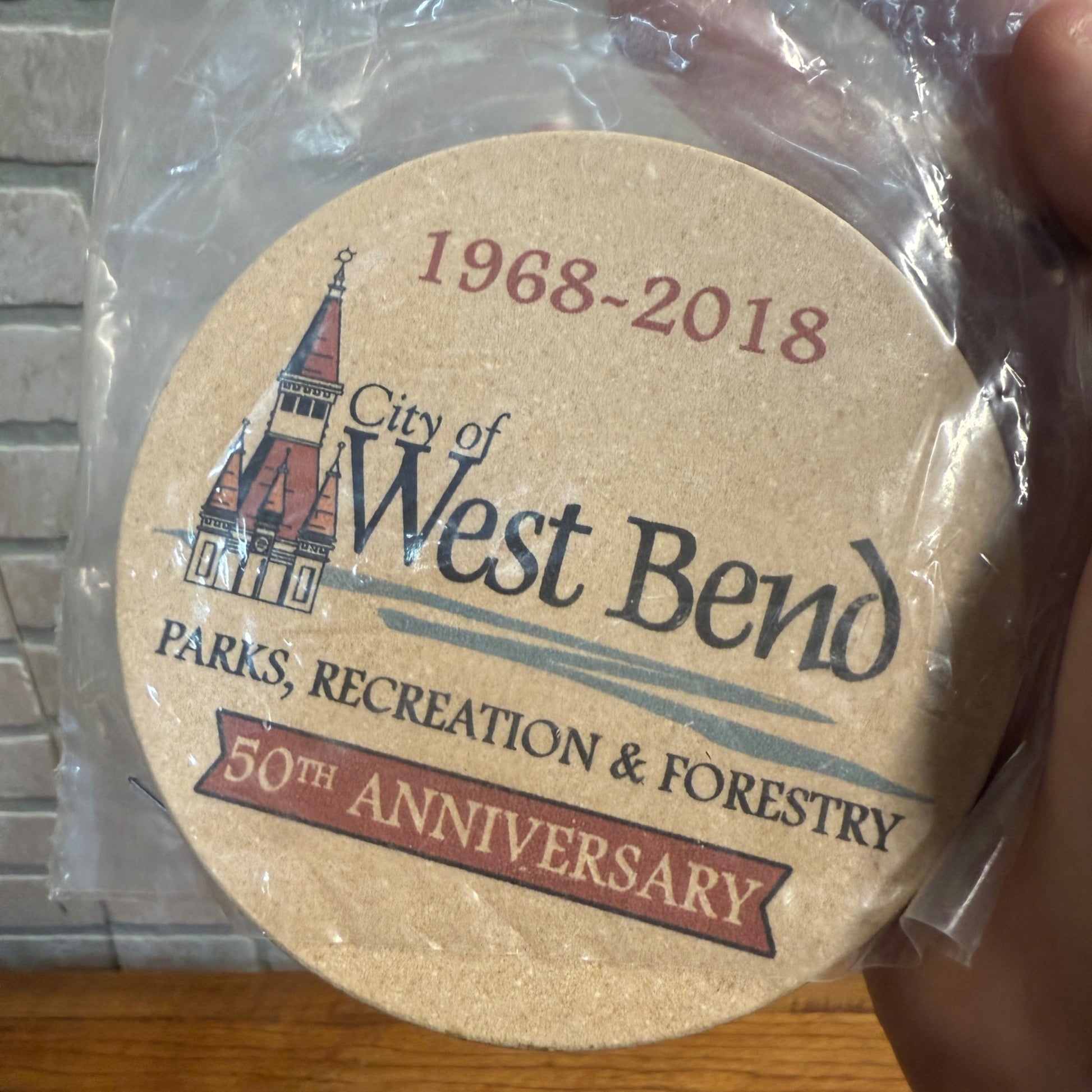 City of West Bend Wisconsin Stone 4" Coaster Parks, Recreation, Forestry NEW