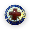 Vintage 1" Red Cross Deep Blue Gold Star  Enamel Volunteer Pin Sterling